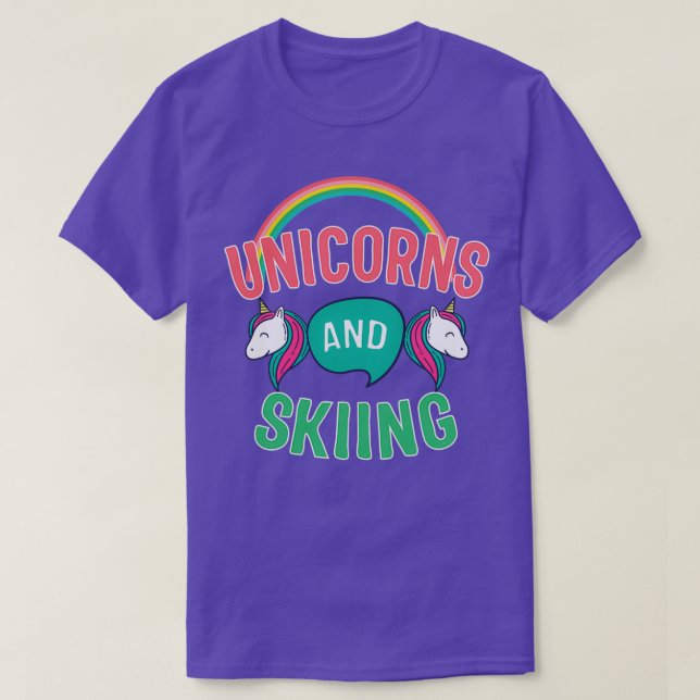 Unicorns And Skiing Gift T-Shirt (Design Front)