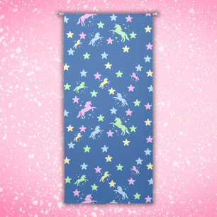 Unicorns and Stars on a Blue Background Sheer Curtains
