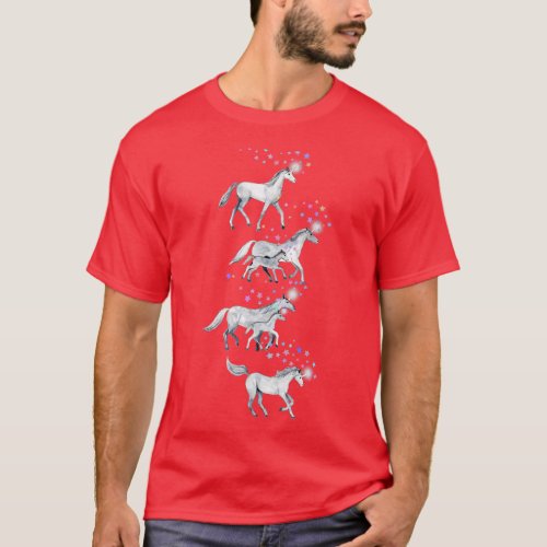 Unicorns and Stars on Soft Grey  T_Shirt