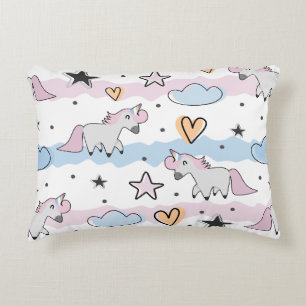 Unicorns and stars pattern accent pillow