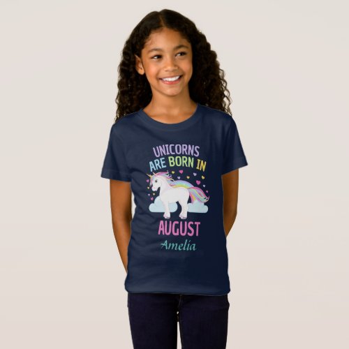 Unicorns are Born In August Personalized T_Shirt