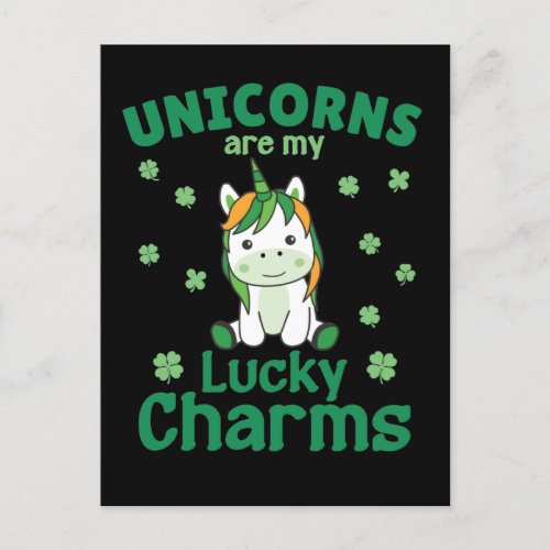 Unicorns Are My Lucky Charms St Patricks Day Post Postcard