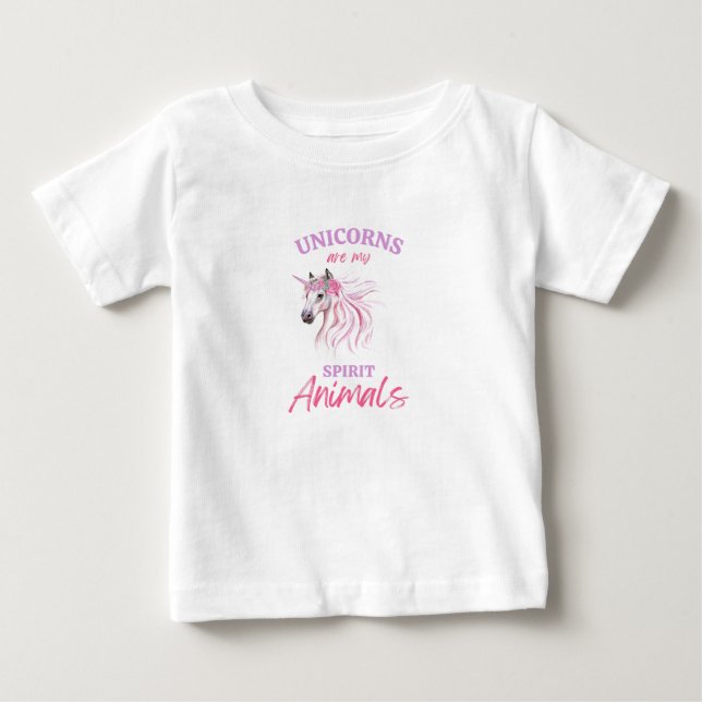 Unicorns Are My Spirit Animals baby White T-shirt  (Front)