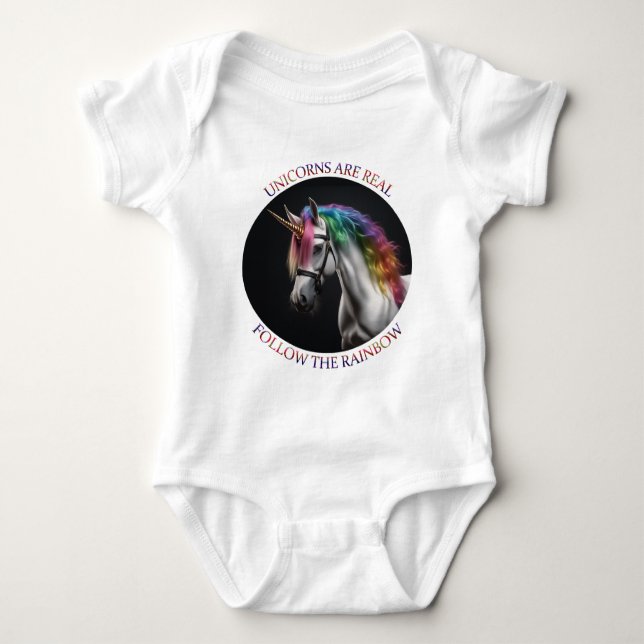 Unicorns are real baby bodysuit (Front)