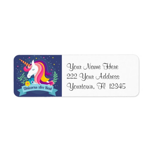 Unicorns Are Real Colorful Adress Labels