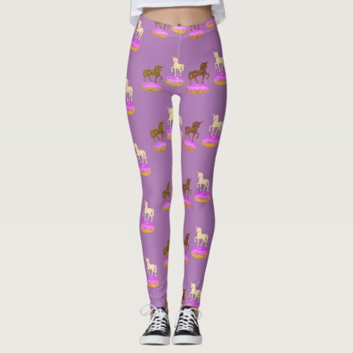 Unicorns Art Sweet  Donuts Leggings