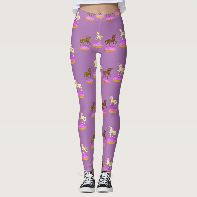 Unicorns Art Sweet  Donuts Leggings (Front)