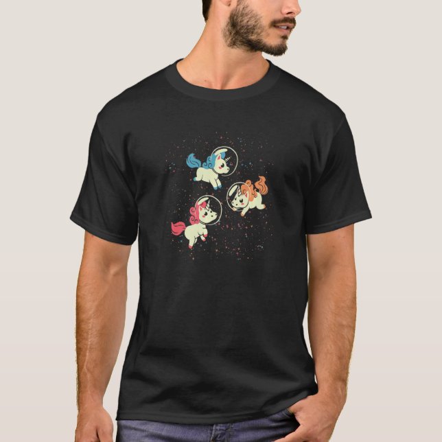 Unicorns Astronaut Outer Space Magical Animal Gala T-Shirt (Front)