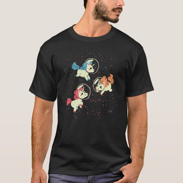 Unicorns Astronaut Outer Space Magical Animal Gala T-Shirt (Front)