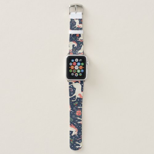 Unicorns Christmas Middle Ages Print Apple Watch Band