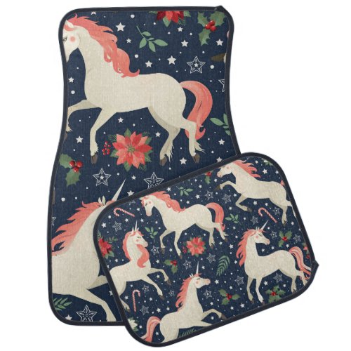 Unicorns Christmas Middle Ages Print Car Floor Mat