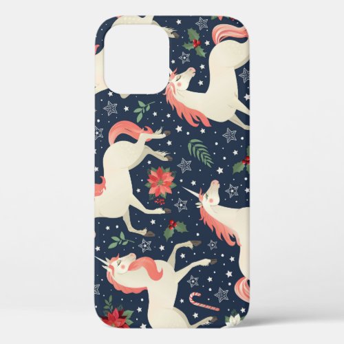 Unicorns Christmas Middle Ages Print iPhone 12 Case