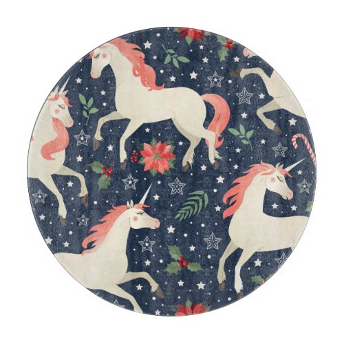 Unicorns Christmas Middle Ages Print Cutting Board