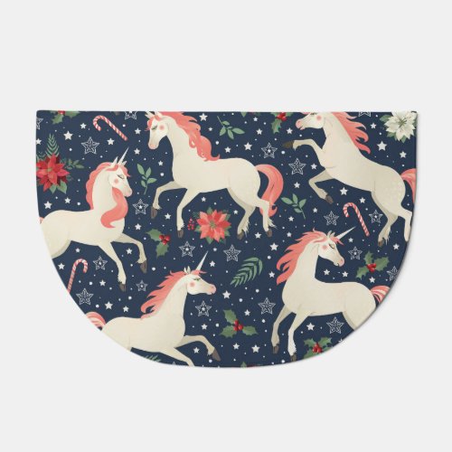 Unicorns Christmas Middle Ages Print Doormat