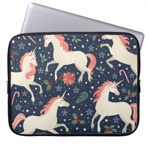 Unicorns Christmas Middle Ages Print Laptop Sleeve