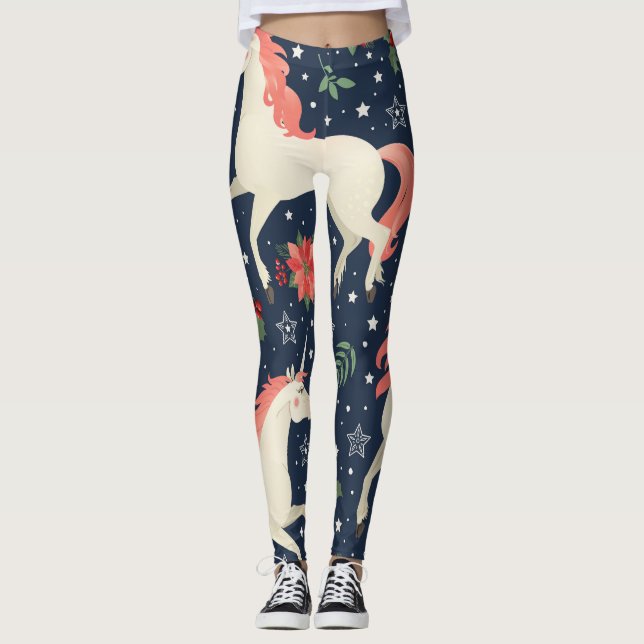 Unicorns Christmas: Middle Ages Print Leggings (Front)