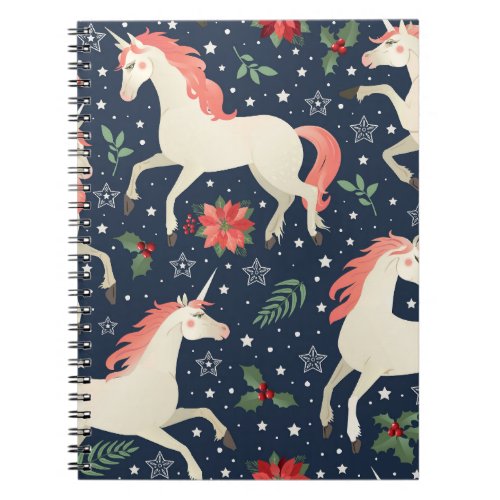 Unicorns Christmas Middle Ages Print Notebook