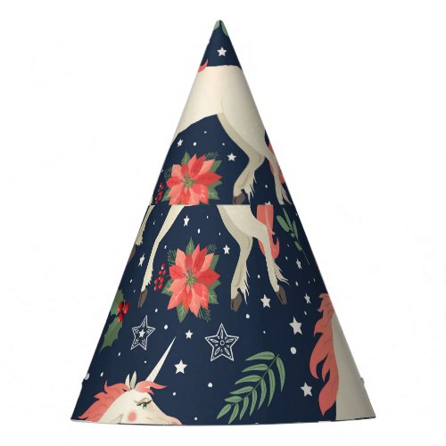 Unicorns Christmas Middle Ages Print Party Hat
