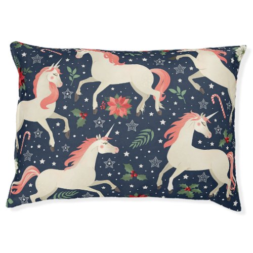 Unicorns Christmas Middle Ages Print Pet Bed