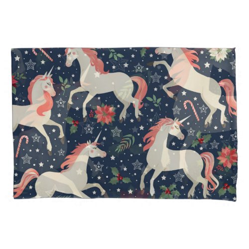 Unicorns Christmas Middle Ages Print Pillow Case