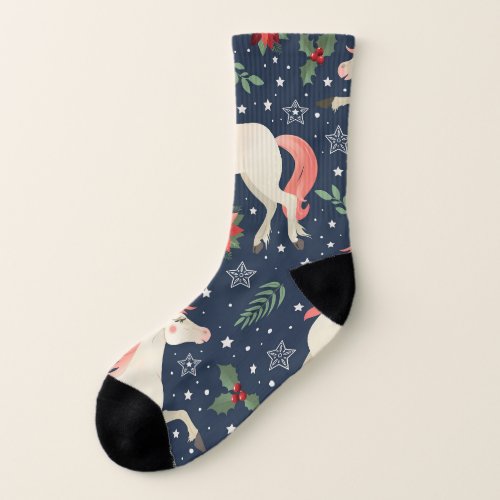 Unicorns Christmas Middle Ages Print Socks