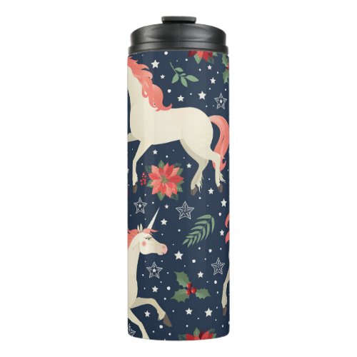 Unicorns Christmas Middle Ages Print Thermal Tumbler