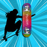 Unicorns Colorful Modern Girly Glitter  Skateboard<br><div class="desc">Unicorns Glitter Skateboard When you need your color impact to over the top. “I see your true colors / And that's why I love you, " she sings. Unleash your inner unicorn ⭐This Product is 100% Customizable. *****Click on CUSTOMIZE BUTTON to add, delete, move, resize, changed around, rotate, etc... any...</div>