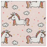 Unicorns &amp; Confetti Blush Pink Pattern Fabric