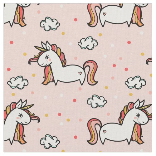 Unicorns  Confetti Blush Pink Pattern Fabric
