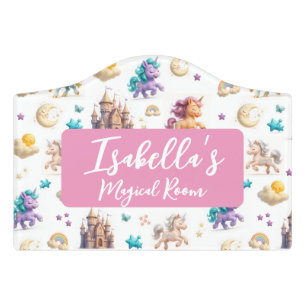 Unicorns & Fairytale Castle - Magical Room Door Sign