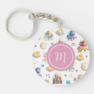 Unicorns & Fairytale Castle - Whimsical Fantasy Keychain