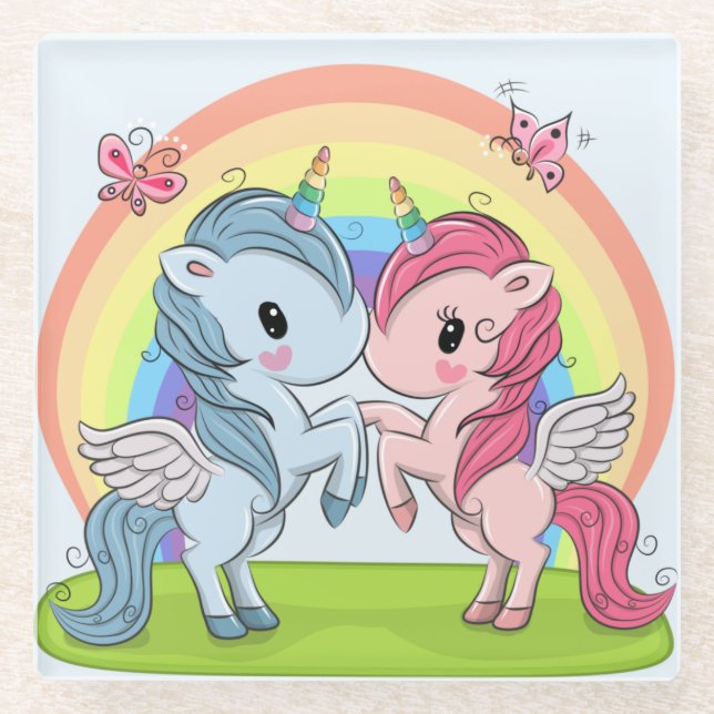 Unicorns Glass Coaster (Front)