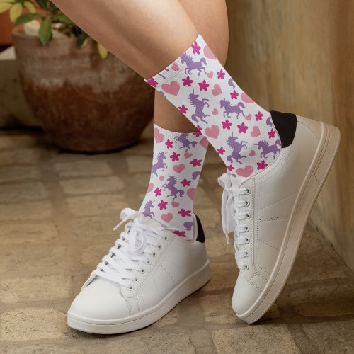 Unicorns  Hearts Pattern Socks