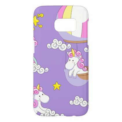 Unicorns in Balloons on Rainbows and on Clouds Samsung Galaxy S7 Case