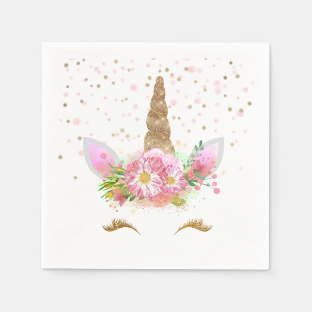 Unicorns in Bloom Napkins (Front)