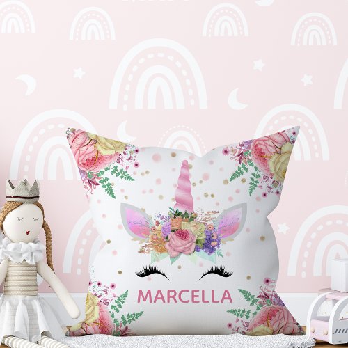 Unicorns in Bloom Reversible Pillow