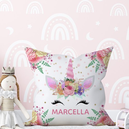 Unicorns in Bloom Reversible Pillow