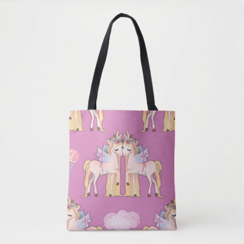 Unicorns in Love Pink Tote Bag