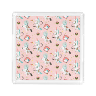Unicorns In Space Pattern Acrylic Tray