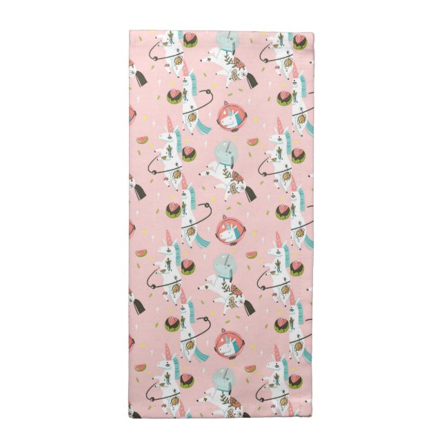 Unicorns In Space Pattern Cloth Napkin (Half Fold)