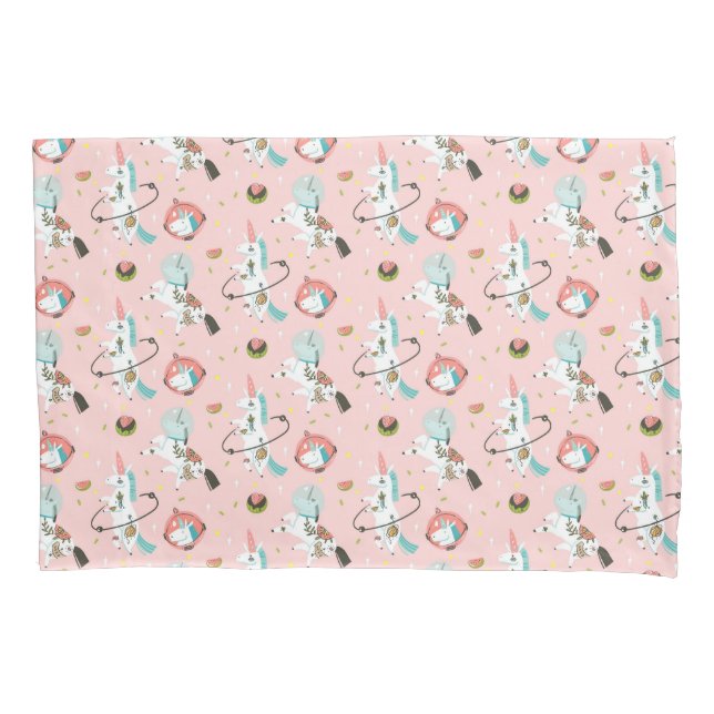 Unicorns In Space Pattern Pillow Case (Front-Left)