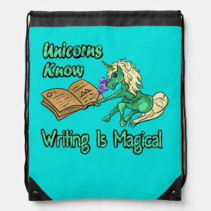 Unicorns Know Writing Is Magical Drawstring Bag