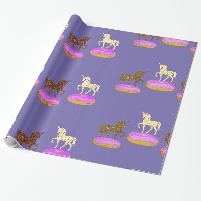 Unicorns Masters Donuts Wrapping Paper (Unrolled)