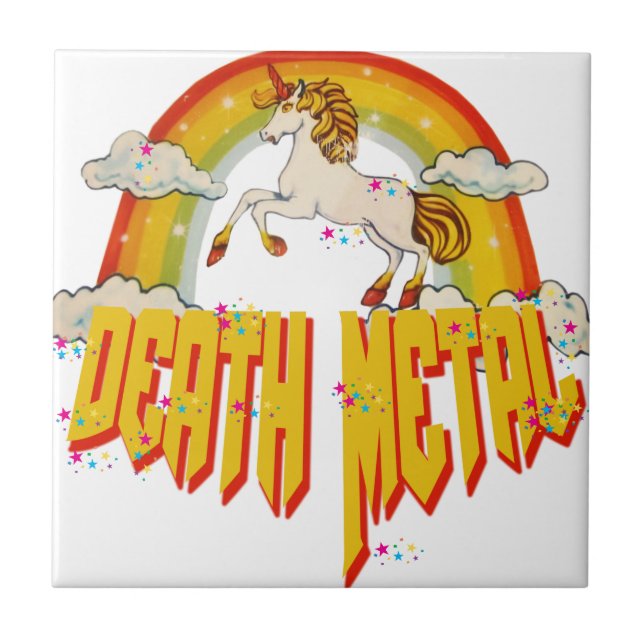 Unicorns of Death Metal Ceramic Tile (Front)
