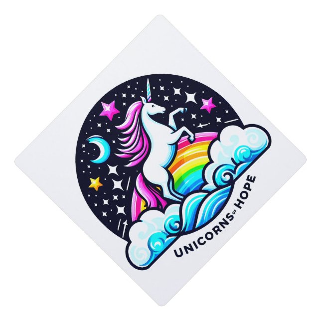 Unicorns of Hope Squared Graduation Cap Topper (Front)