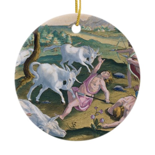 Unicorns on the Banks of the Indus, Hunted by Perm Ceramic Ornament