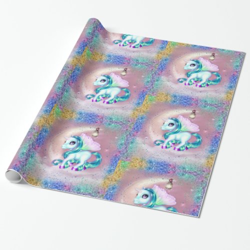 Unicorns on the Moon  Wrapping Paper
