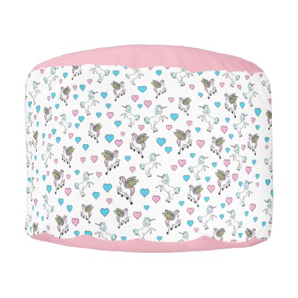 Unicorns, Pegasus and Hearts Pouf