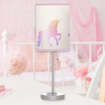 Unicorns pink purple beige name table lamp