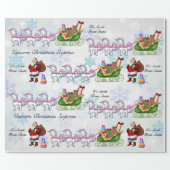 Unicorns Pulling Santa's Sleigh Add Child's Name Wrapping Paper (Flat)